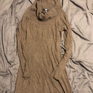 Cowl neck sweater dress